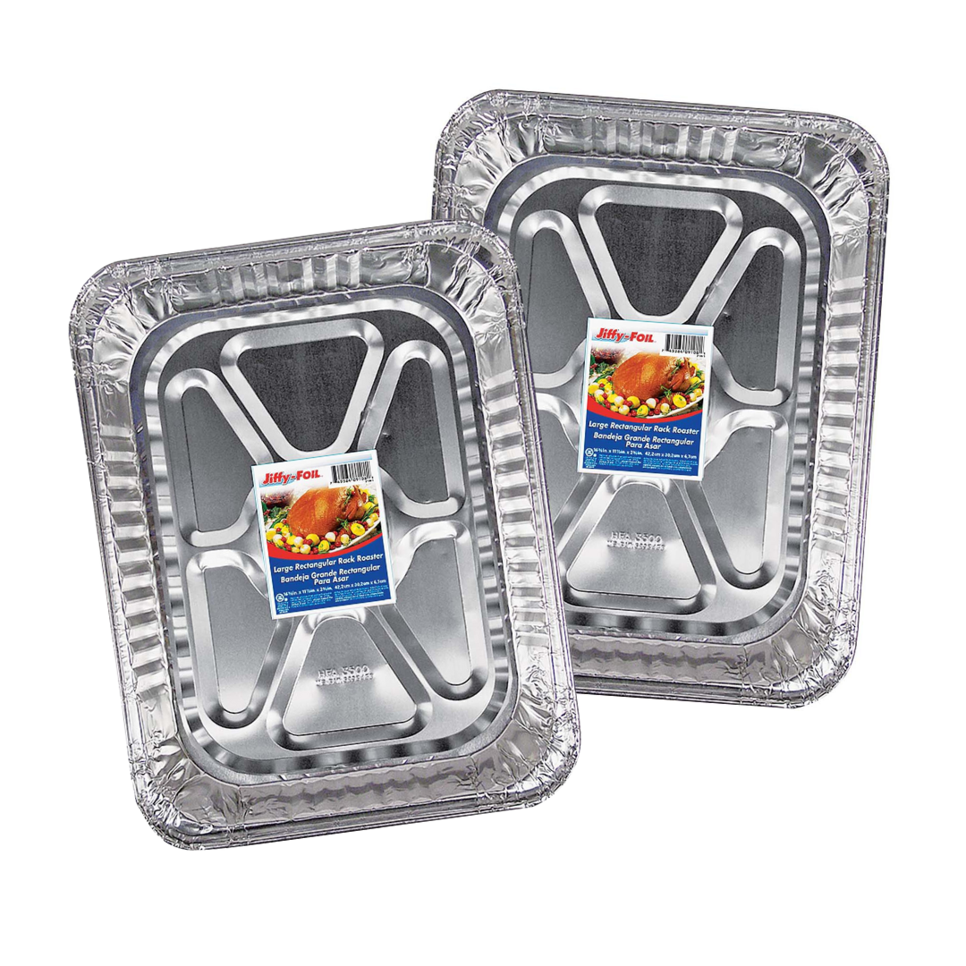 Jiffy-Foil Large Rectangular Aluminum Rack Roaster 1 count per pack.